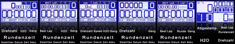 Displayseiten Laptimer Corsaro Kart